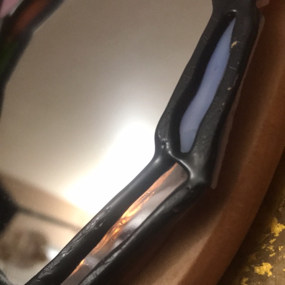 Unique Hand Mirror Wood W/Stained Glass Trim - Picture 6 of 12